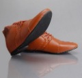 Trendy Men's Leather Flats Insole Rubber Outsole Lace-up Bright Brown Shoes