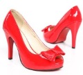 Women's Red Waterproof Butterfly European Style Peep Toe Bridal Shoes