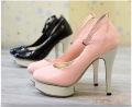 Women's Genuine Leather Pumps High Heeled Ankle Straps Bridal Shoes