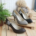 Women's Leather Closed Toe Platform Pumps High Heel Bridal Shoes
