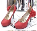 European Style Lady Platform High Heel Flowers Bridal Shoes
