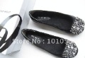 Sheep Leather Slip-On Beads Diamond Flats Shoes
