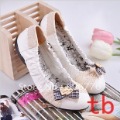 Women Genuine Leather Slip-On Flat with Round Head Bow Shoes