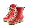 PU Lace-up Flat Knee High Waterproof Martin Boots