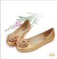 Women Genuine Leather Slip-On Flowers Ballet Flats Shoes