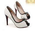 Female Sexy Hollow Out Toes Bowknot High Heels Three Colours Pump Shoes