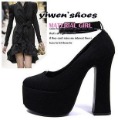Lady Korea Black Ankle Straps High Heel Round Head Hasp Pumps Shoes