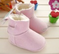 Cotton Rubber Fabric Baby Walking Winter Pink and Brown Boots