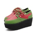 Ladies Mixed Colors Round Toe Outsole Lace-up Platform Shoes