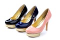 Ladies' PU Leather High Heel Slip-On Platform Shoes