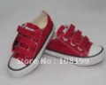 Red Low Hook Style Baby Breathable Canvas Shoes