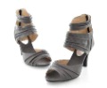 Ladies' Back Zipper High Heel Drape Leather Ankle Sandls