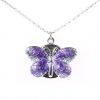 Amanda49 Fashion Butterfly Shaped Pocket Quartz Watch with Chain Belt (Purple)