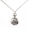 Amanda49 Antique Style Flower Pattern Pocket Watch With Chain Belt (Silver)