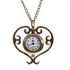 Amanda49 Style Europe Heart Design Copper Pocket Watch with Cover （White Dial）