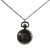 Amanda49 Antique Style Roman Pore Pattern Pocket Watch With Chain Belt (Black)
