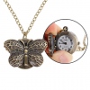 Amanda49 Style Europe Butterfly Design Copper Pocket Watch with Chain