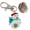 Amanda49 Chic Round Dial Pocket Wrist Watch with Snowman Patterned and Keychain - Silver