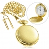 Amanda49 Antique Style Golden Round Case Pocket Watch with Chain