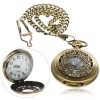Amanda49 Generous Style Roman Pocket Watch with Exquisite Pattern&Chain
