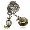 Amanda49 Whorl Style Roman Round Shaped Design Golden Pocket Watch with Chain