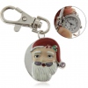 Amanda49 Chic Round Dial Pocket Wrist Watch with Santa Patterned and Keychain - Silver