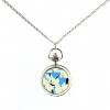 Amanda49 Antique Style Beautiful Flowers Pattern Pocket Watch with Mirror and Chain Belt (Blue)