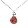 Amanda49 Antique Style Beautiful Flowers Pattern Pocket Watch with Mirror and Chain Belt (Red)