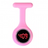 Amanda49 Chic Round Mirror Red Digital LED Watch Light Fob Nurse Watch with Pin - Pink