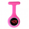 Amanda49 Chic Round Mirror Red Digital LED Watch Light Fob Nurse Watch with Pin - Peach