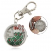 Amanda49 Chic Round Dial Pocket Wrist Watch with Christmas Sock Patterned and Keychain - Silver