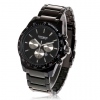 Amanda49 Fashion Waterproof Chronometer Watch w/ Date and 12 Strips Hour Marks - Black