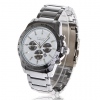 Amanda49 Fashion Waterproof Chronometer Watch w/ Date and 12 Strips Hour Marks - Silver