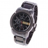 Amanda49 Fashion Waterproof Chronometer Japan Movt Black Dial Watch with Strip Hour Marks and Date Display- Black