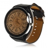 Amanda49 Stylish and Large 12 Hour Marks Display Leather Watchband Quartz Watch with Wide Watchband - Black