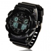 Amanda49 Rubber Double Movement Watch w/ Alarm and Day of Week - Black