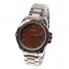 Amanda49 Stylish 8512 Round Orange Dial Stainless Steel Wrist Watch with 12 Arabic Numerals Hour Marks - White