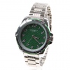 Amanda49 Stylish 8512 Round Green Dial Stainless Steel Wrist Watch with 12 Arabic Numerals Hour Marks - White