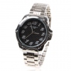 Amanda49 Stylish Overfly 8512 Round Black Dial Stainless Steel Wrist Watch with 12 Arabic Numerals Hour Marks - White