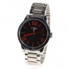 Amanda49 Stylish Overfly 8516 Round Black Dial Stainless Steel Wrist Watch with 3 Red Arabic Numerals Hour Marks - White
