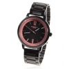 Amanda49 Stylish Overfly 8508 Round Pink Case Stainless Steel Wrist Watch with 2 Pink Arabic Numerals Hour Marks - Black