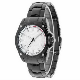 Amanda49 Fashion Waterproof Curren Chronometer Watch w/ White Dial & Date Display - Black