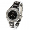 Amanda49 Stylish Round Case Quartz Wrist Watch with Rhinestones for Lady - Black