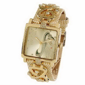 Amanda49 Elegant 2 Arabic Numerals & 2 Dots Hour Markers Golden Bracelet Wrist Watch (White Diamonds)