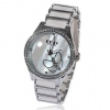 Amanda49 Chic 4 Rhinestones Hour Marks Dial Display Quartz Wrist Watch 8489 - White