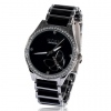 Amanda49 Chic 4 Rhinestones Hour Marks Dial Display Quartz Wrist Watch 8489 - Black
