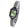 Amanda49 Chic Stainless Steel Watchband Quartz Watch with Square Dial for Female - Green