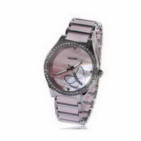Amanda49 Chic 4 Rhinestones Hour Marks Dial Display Quartz Wrist Watch 8489 - Pink