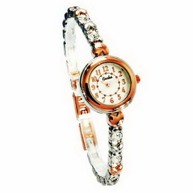 Amanda49 Charming Rhinestones & Roman Numeral Hour Marks Quartz Watch w/ Crystal Rhinestones for Feminine - White