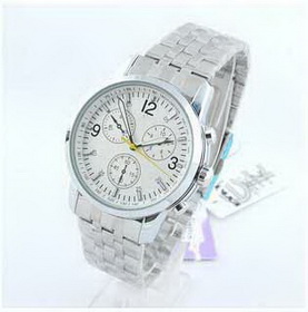 Amanda49 Chic W255 Round Dial Stainless Steel Wrist Watch with 3 Dials Decoration for Women - Silver